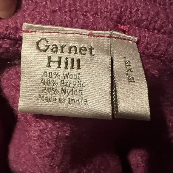 Garnet Hill Raspberry Purple Wool Blend Pillow Cover 18”X 18” With Flower Boho - Picture 3 of 4